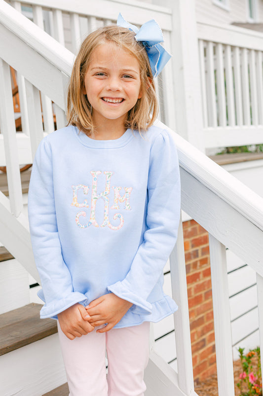 Girls Long Sleeve Ruffle Bottom Sweatshirt