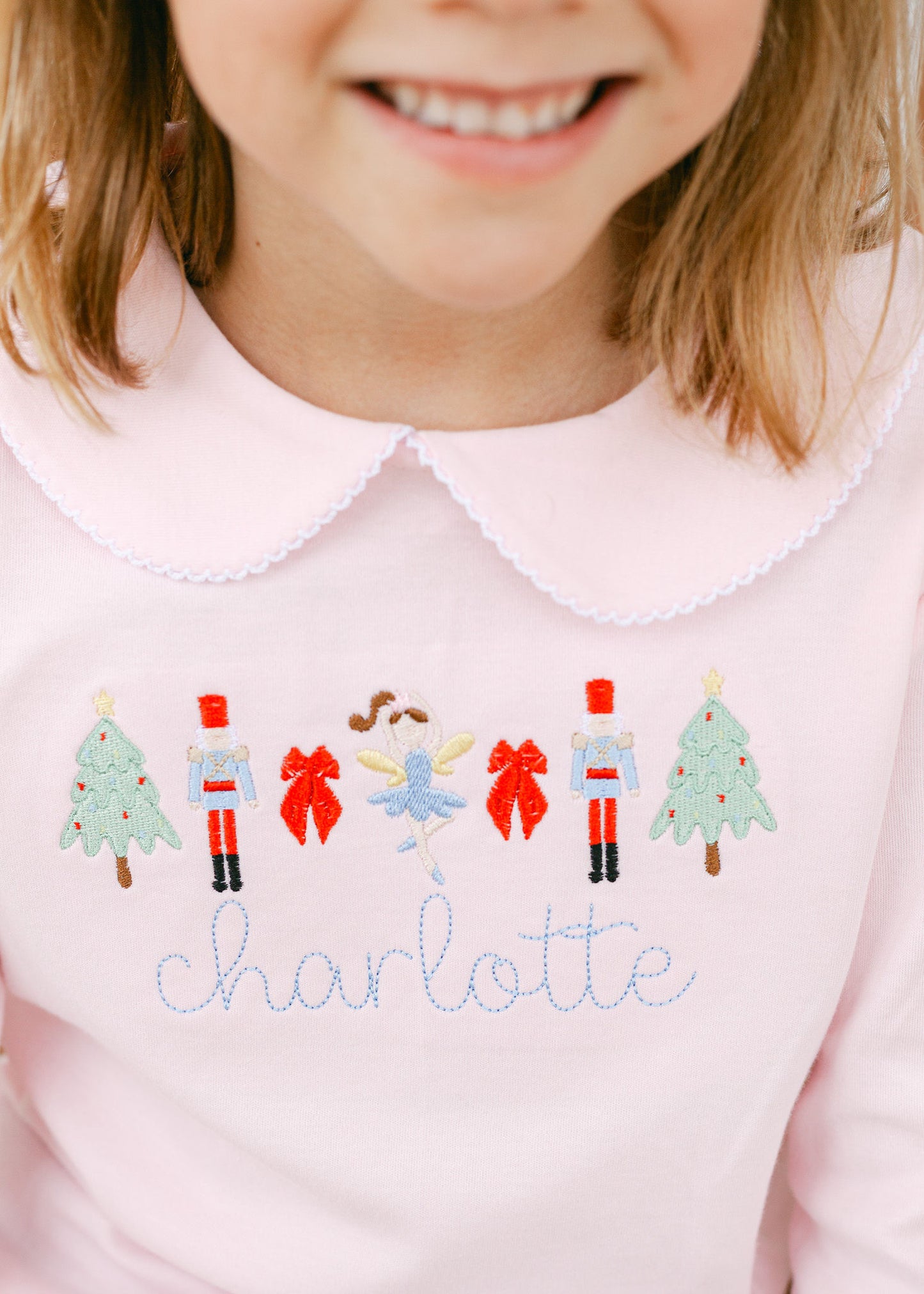 Girls Long Sleeve Peter Pan Collar Shirt