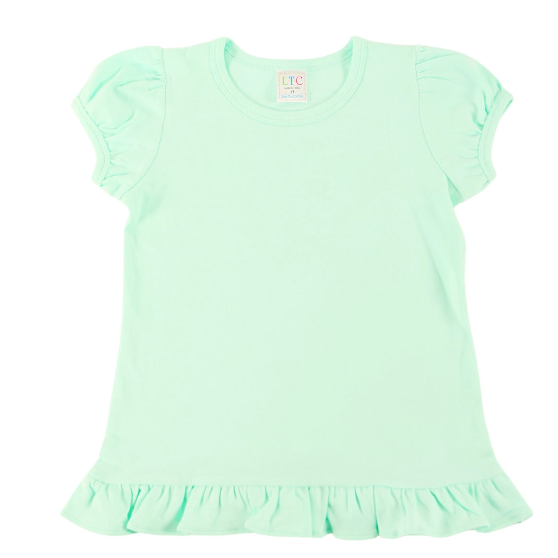 Youth Girls Puff Sleeve Shirt with Ruffle Bottom