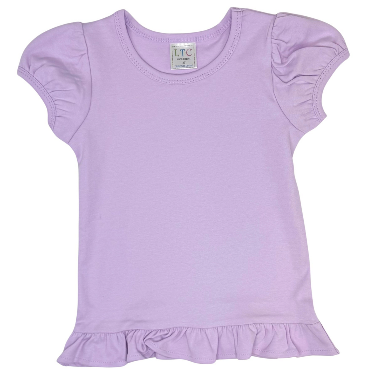 Toddler Girls Puff Sleeve Shirt with Ruffle Bottom