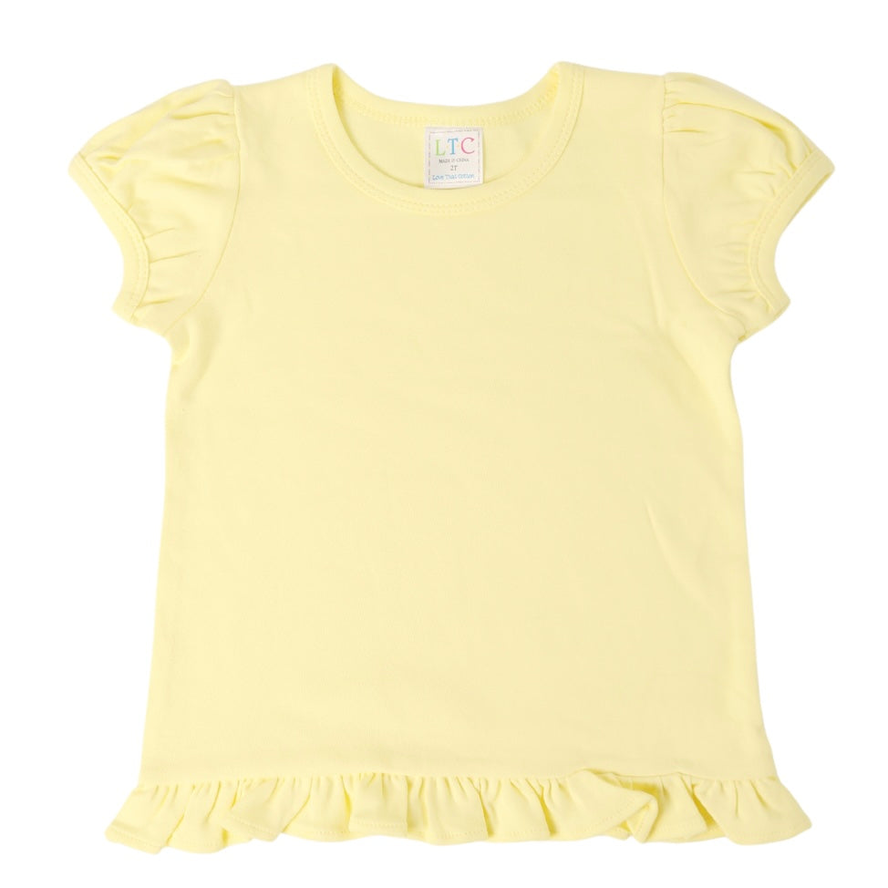 Youth Girls Puff Sleeve Shirt with Ruffle Bottom