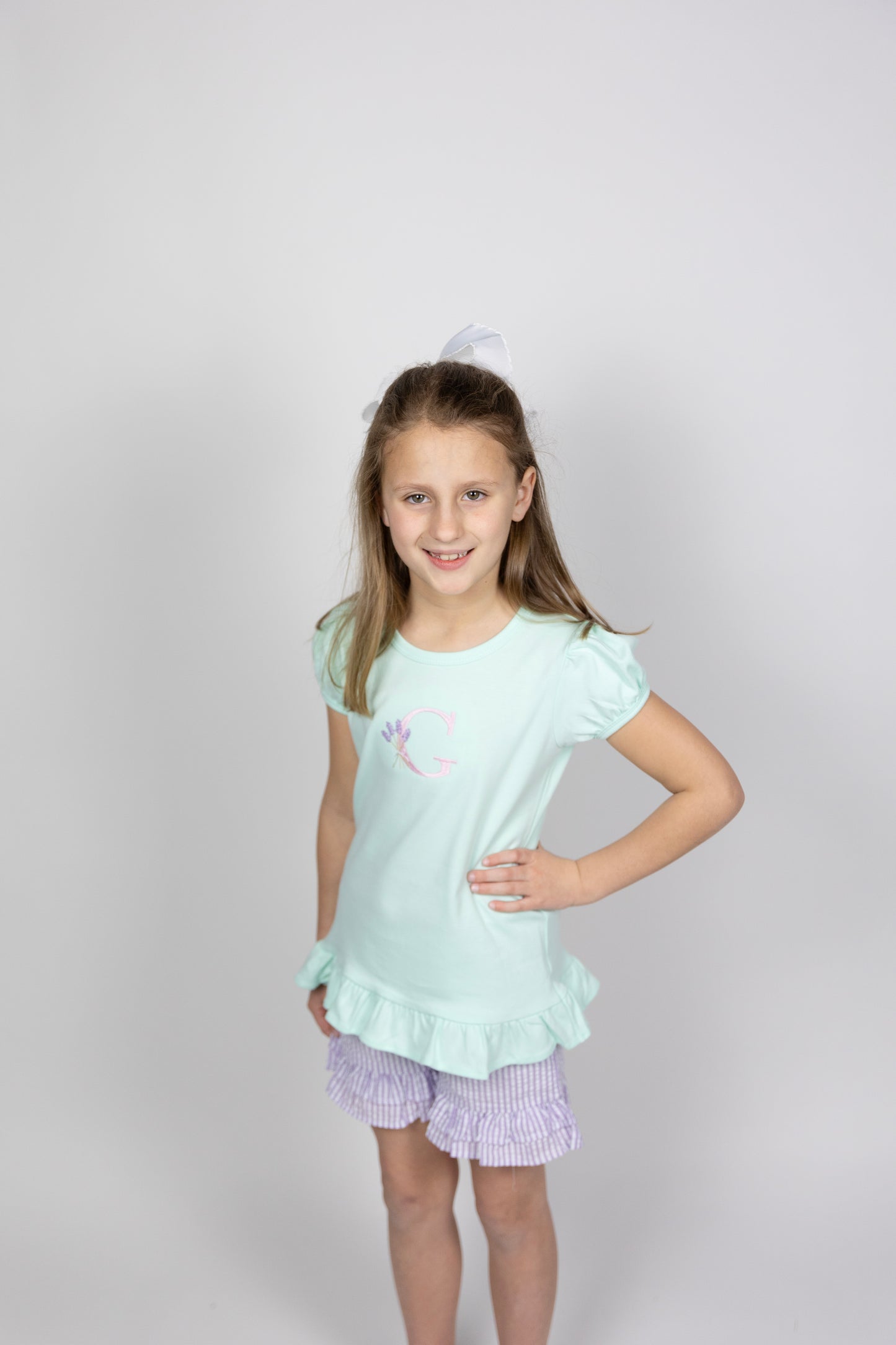 Youth Girls Puff Sleeve Shirt with Ruffle Bottom