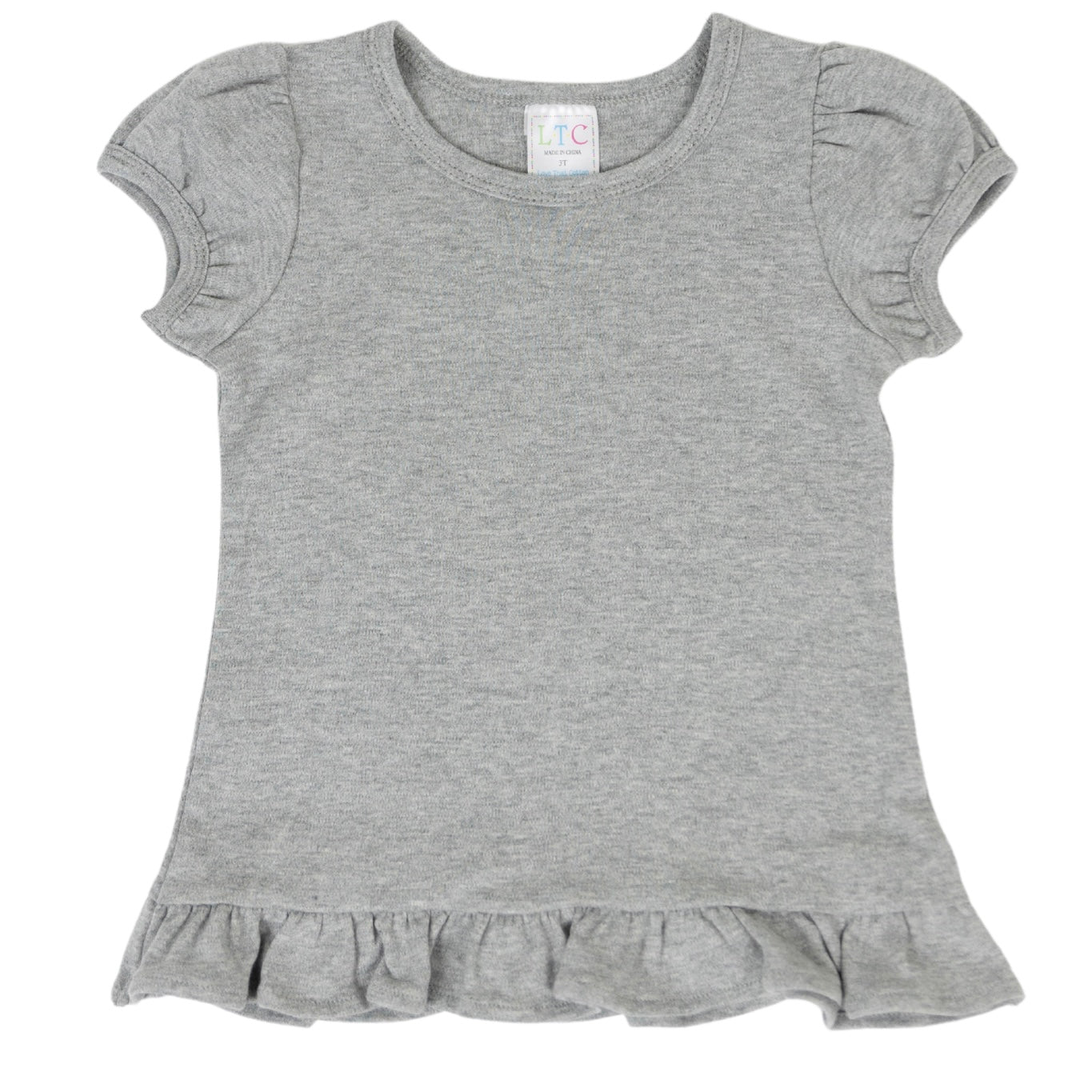 Youth Girls Puff Sleeve Shirt with Ruffle Bottom