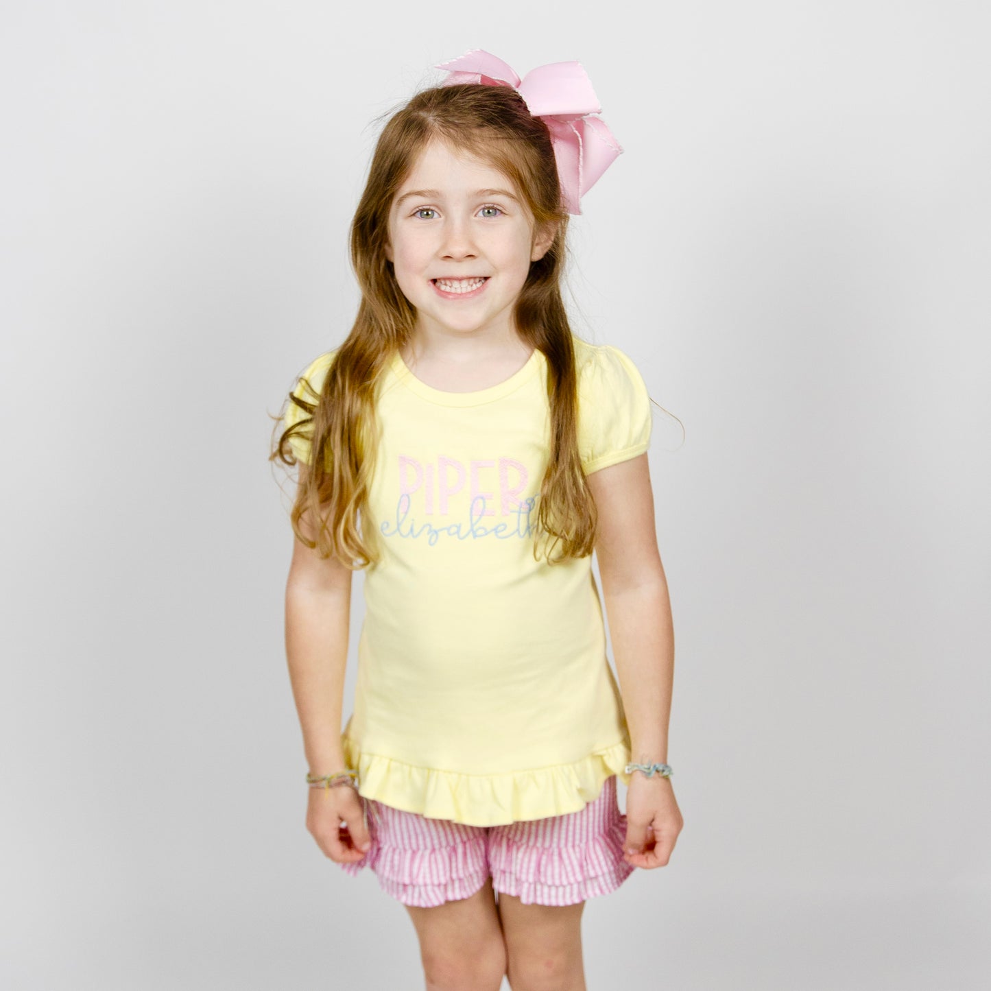 Youth Girls Puff Sleeve Shirt with Ruffle Bottom