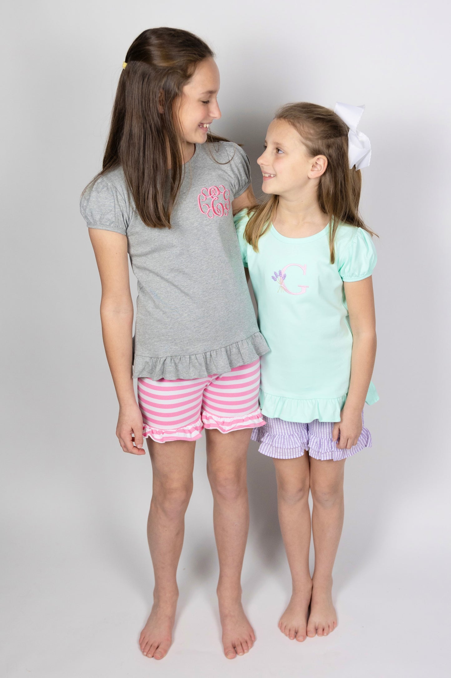 Youth Girls Puff Sleeve Shirt with Ruffle Bottom
