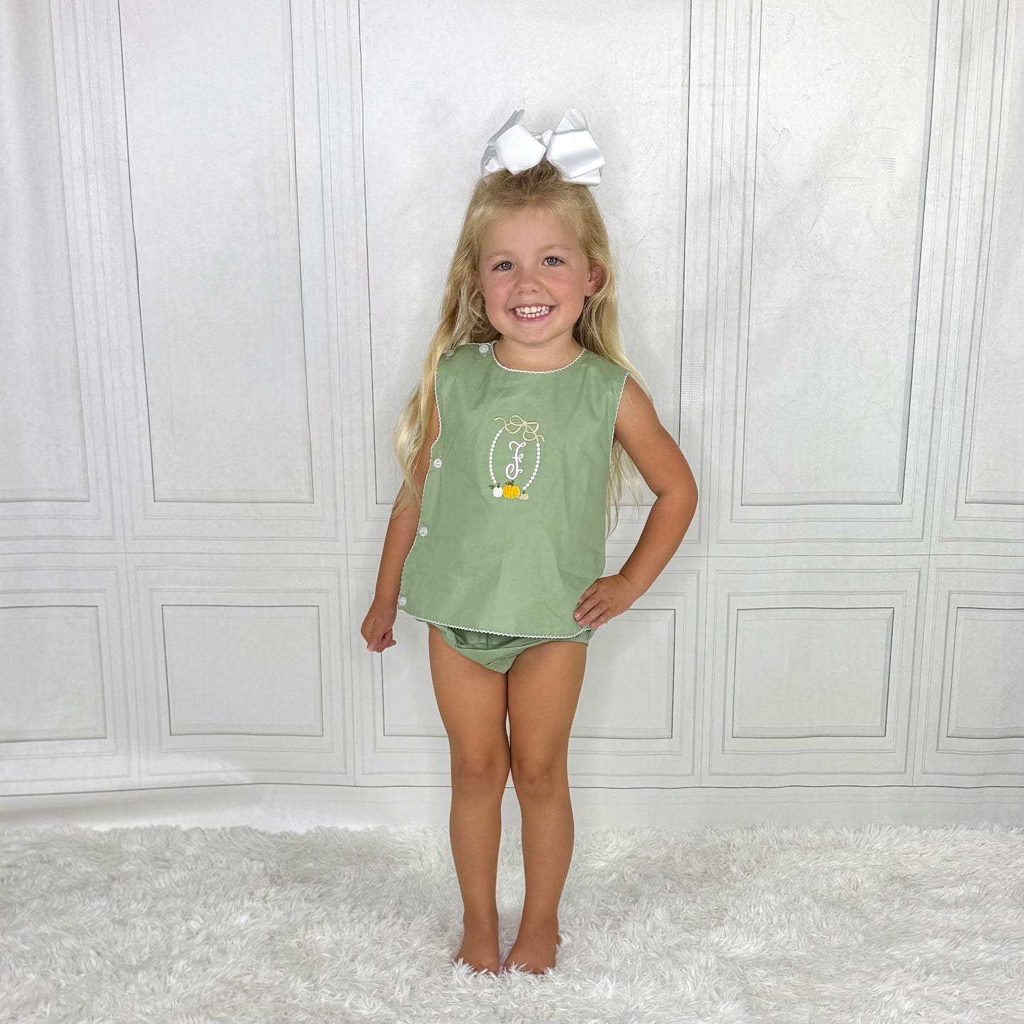 Girls Vintage Bloomer Set with Crochet