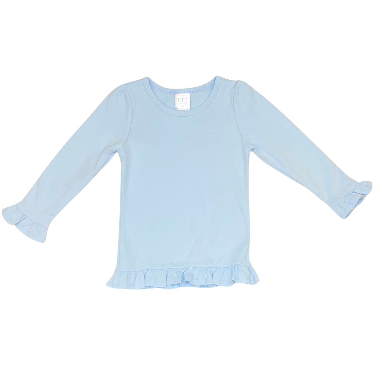 Girls Long Sleeve Ruffle Bottom Shirt