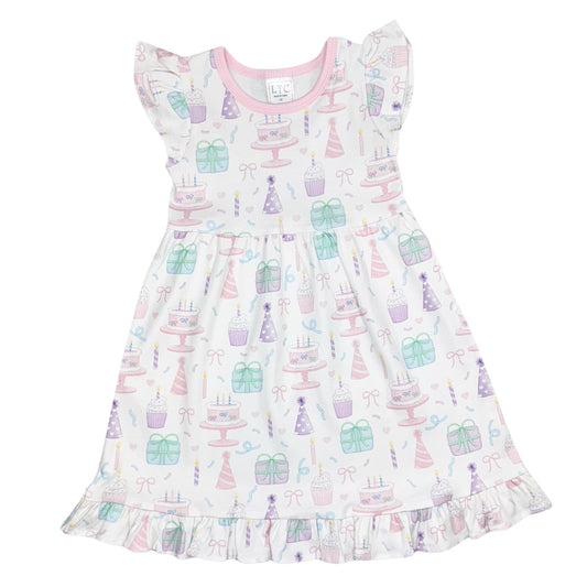 It's My Birthday Flutter Sleeve Dress
