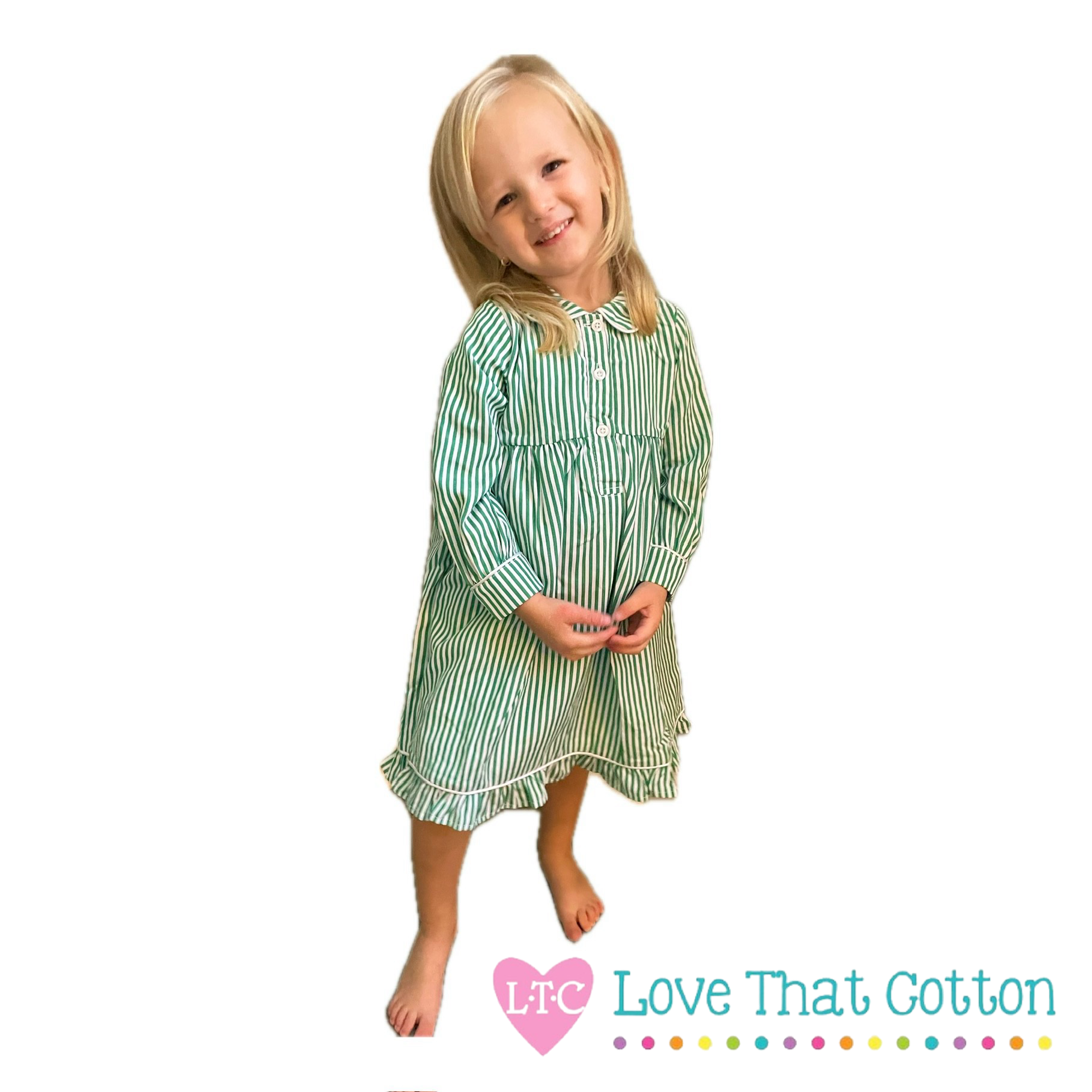 Youth Lounge Dress - Green Stripe - Green Stripe / 3t Youth Lounge Dress - Green Stripe - Green Stripe / 3t