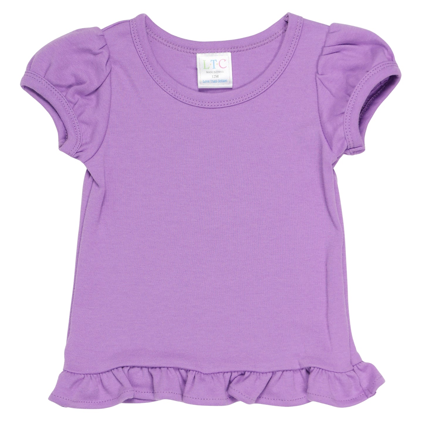 Youth Girls Puff Sleeve Shirt with Ruffle Bottom