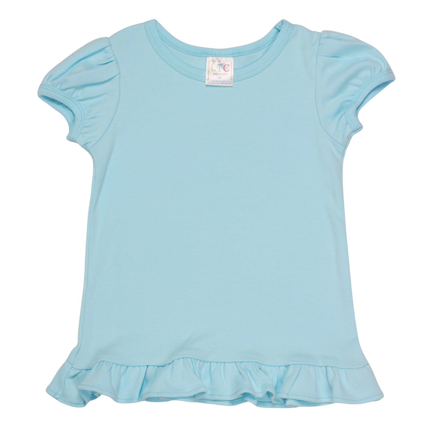 Youth Girls Puff Sleeve Shirt with Ruffle Bottom