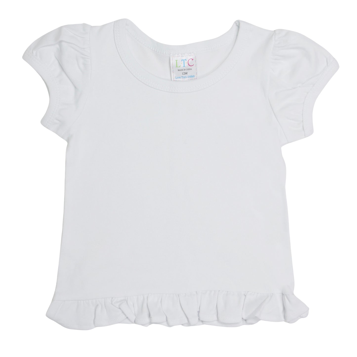 Youth Girls Puff Sleeve Shirt with Ruffle Bottom