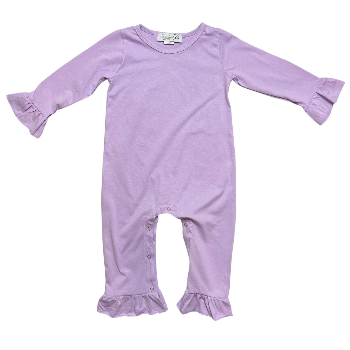 Threaded Cotton Girl Long Sleeve Ruffle Romper 100% Cotton