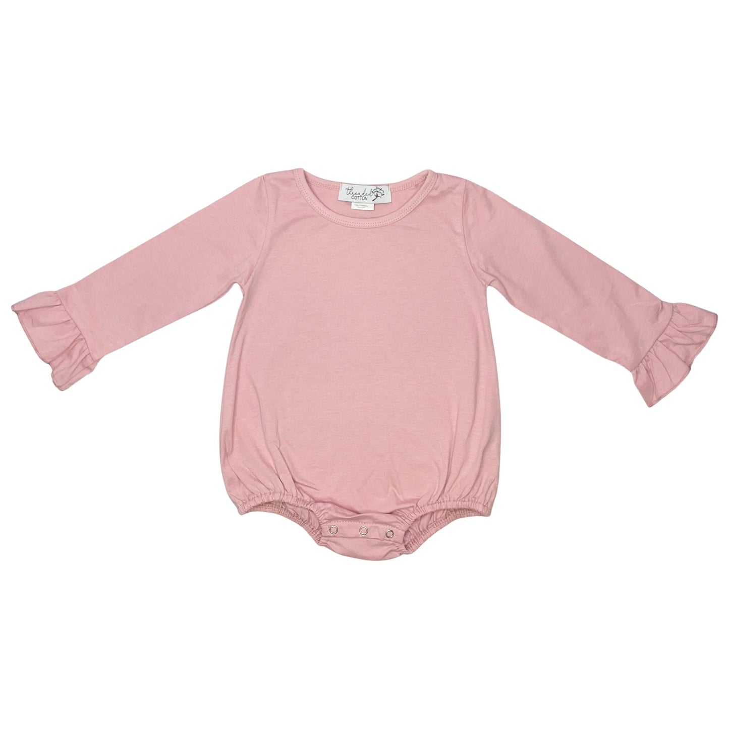 Threaded Cotton Girl Long Sleeve Ruffle Bubble 100% Cotton
