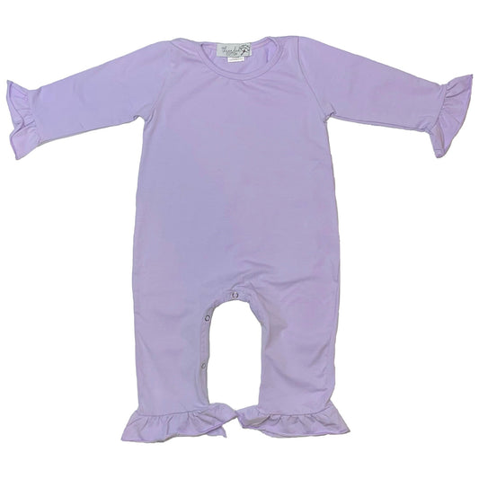 Threaded Cotton Girl Long Sleeve Ruffle Romper (95% Cotton)