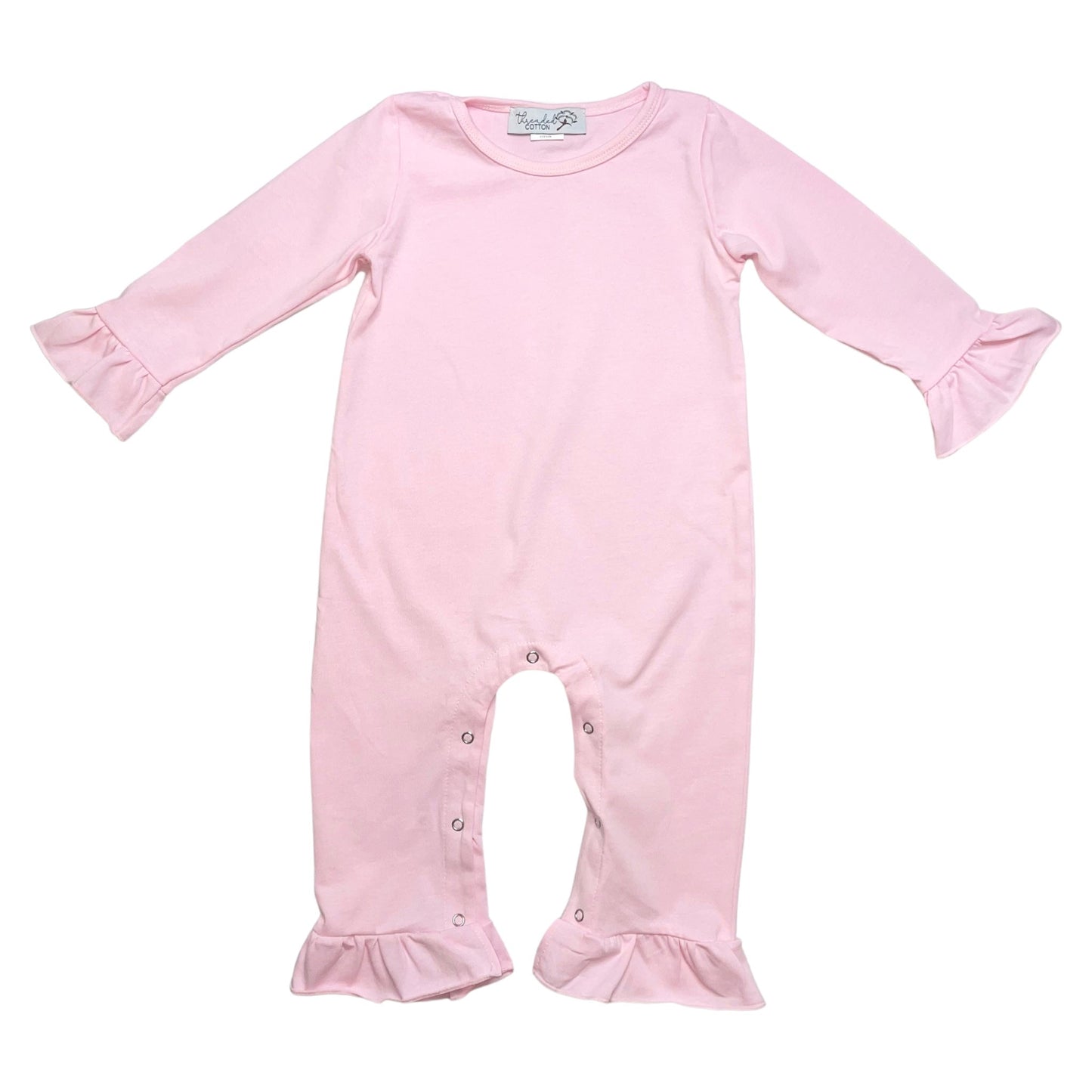 Threaded Cotton Girl Long Sleeve Ruffle Romper 100% Cotton