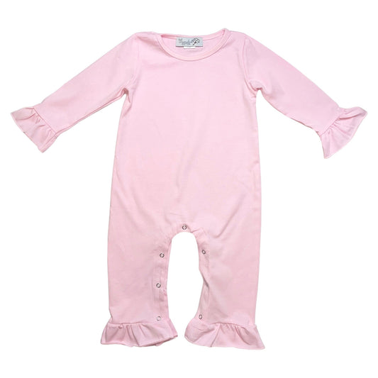 Threaded Cotton Girl Long Sleeve Ruffle Romper 100% Cotton