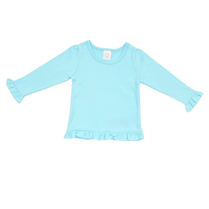 Girls Long Sleeve  Ruffle Bottom Shirt
