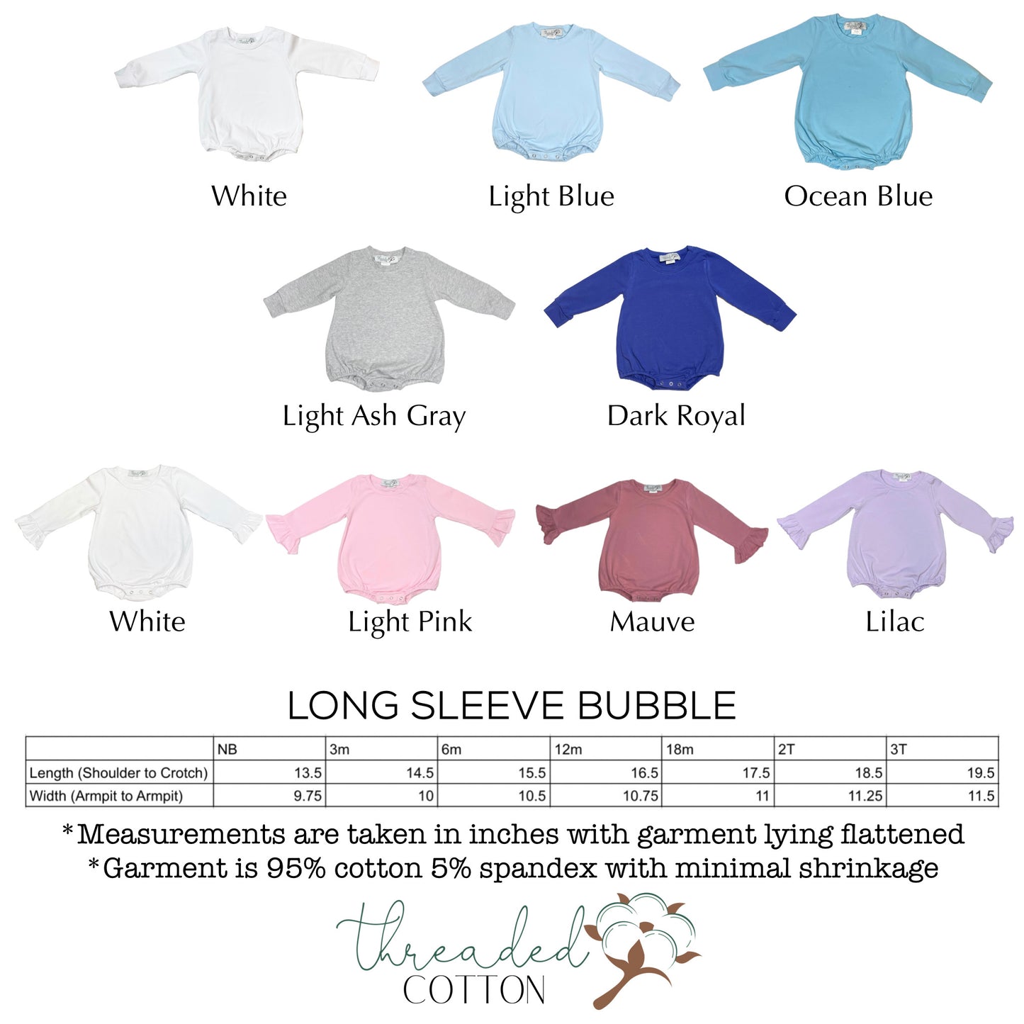 Threaded Cotton Boy Long Sleeve Bubble 95% Cotton