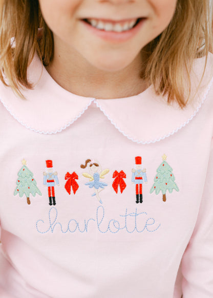 Girls Long Sleeve Peter Pan Collar Shirt