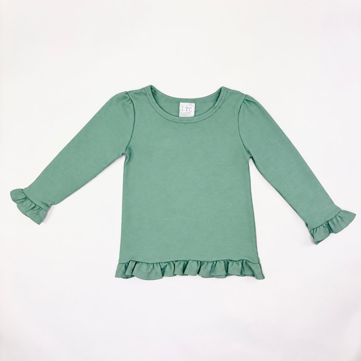 Girls Long Sleeve  Ruffle Bottom Shirt