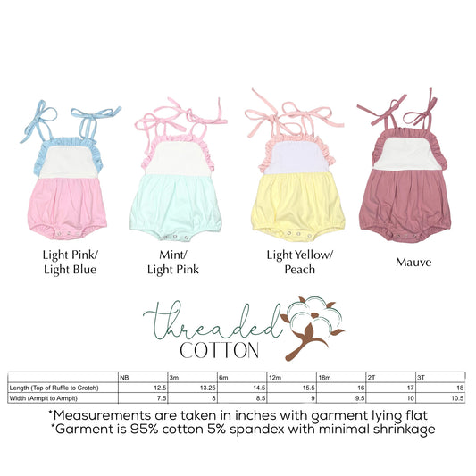 Threaded Cotton Ruffle Tie Sunsuit 95% Cotton