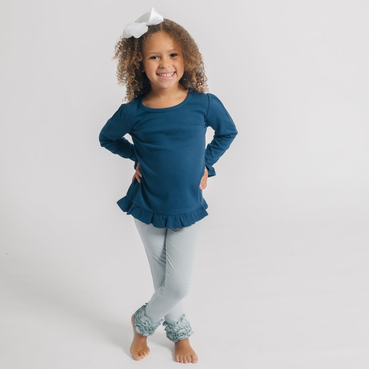 Girls Long Sleeve  Ruffle Bottom Shirt