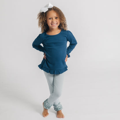Girls Long Sleeve  Ruffle Bottom Shirt
