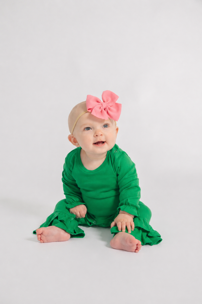 Girls Double Ruffle Long Romper