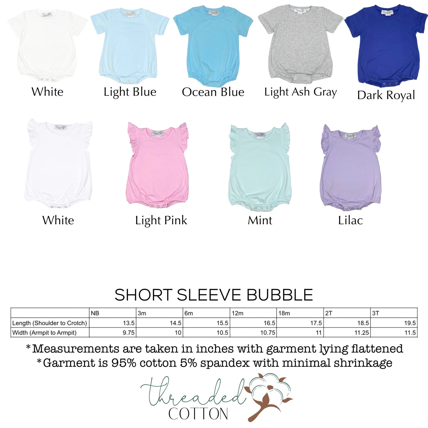 Threaded Cotton Boy Short Sleeve Bubble 95% Cotton
