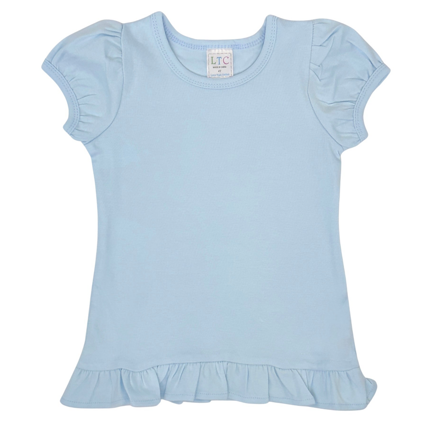 Toddler Girls Puff Sleeve Shirt with Ruffle Bottom