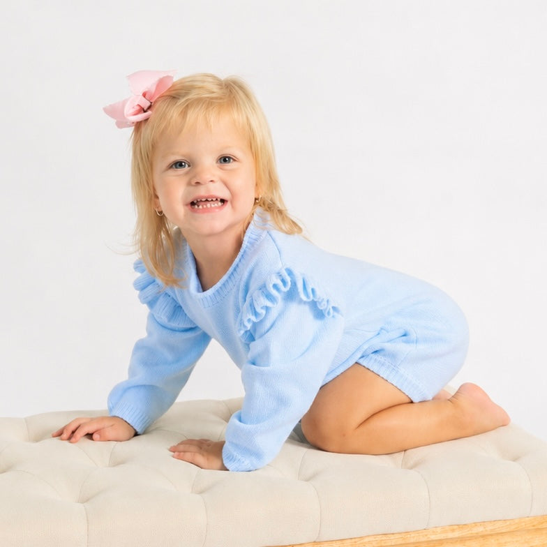 Girls Long Sleeve Roll Neck Ruffle Bubble
