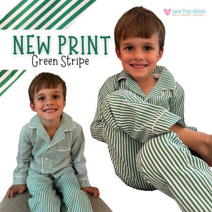 Youth Lounge Pant Set - Green Stripe