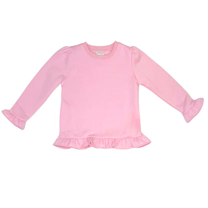 Girls Long Sleeve Ruffle Bottom Sweatshirt