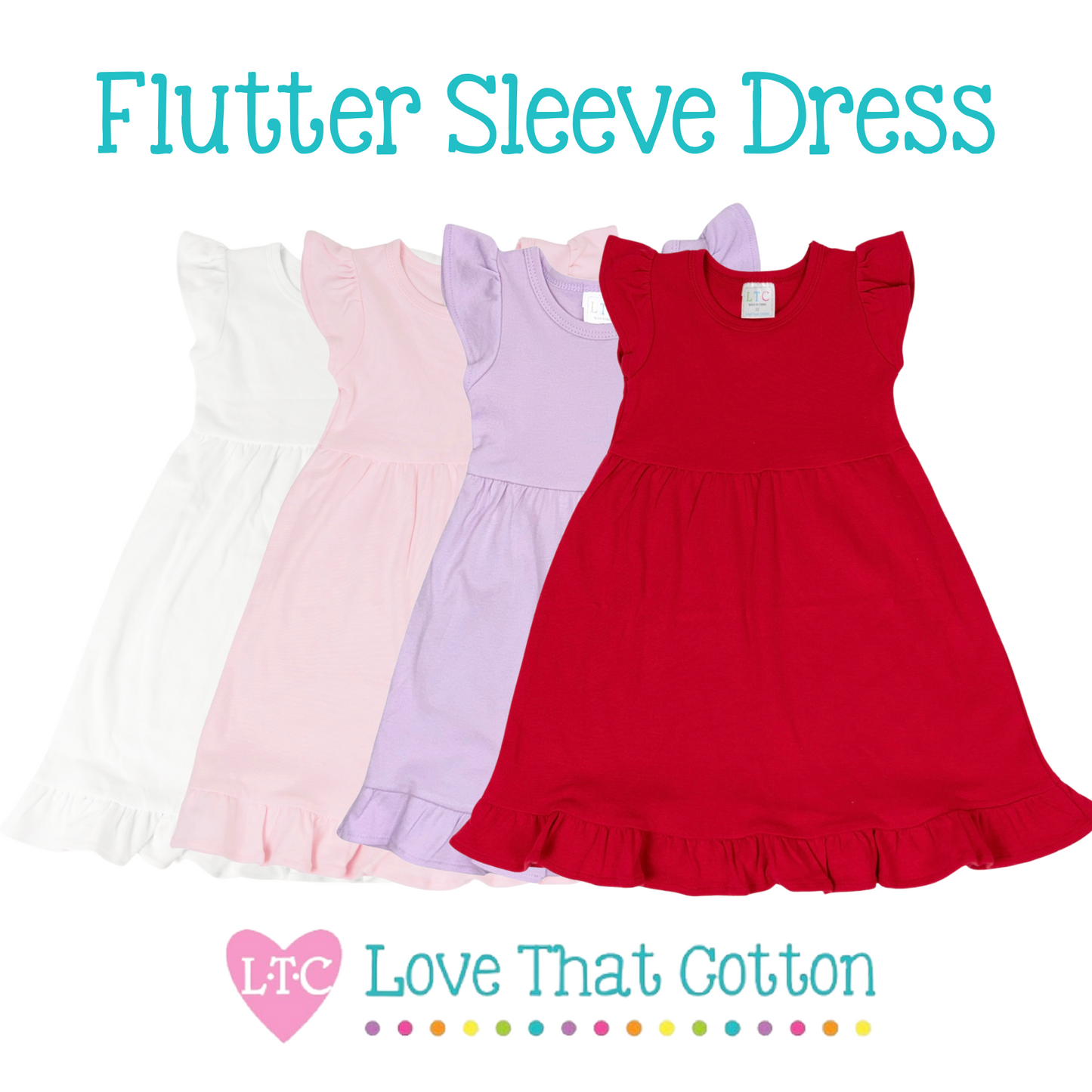 Girls Ruffle Flutter Sleeve Dress