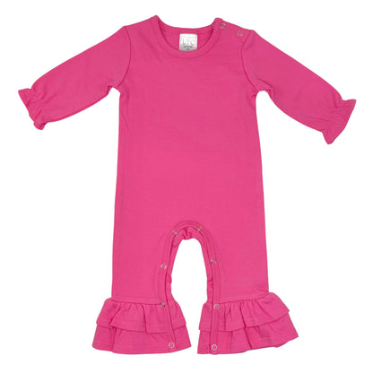 Girls Double Ruffle Long Romper