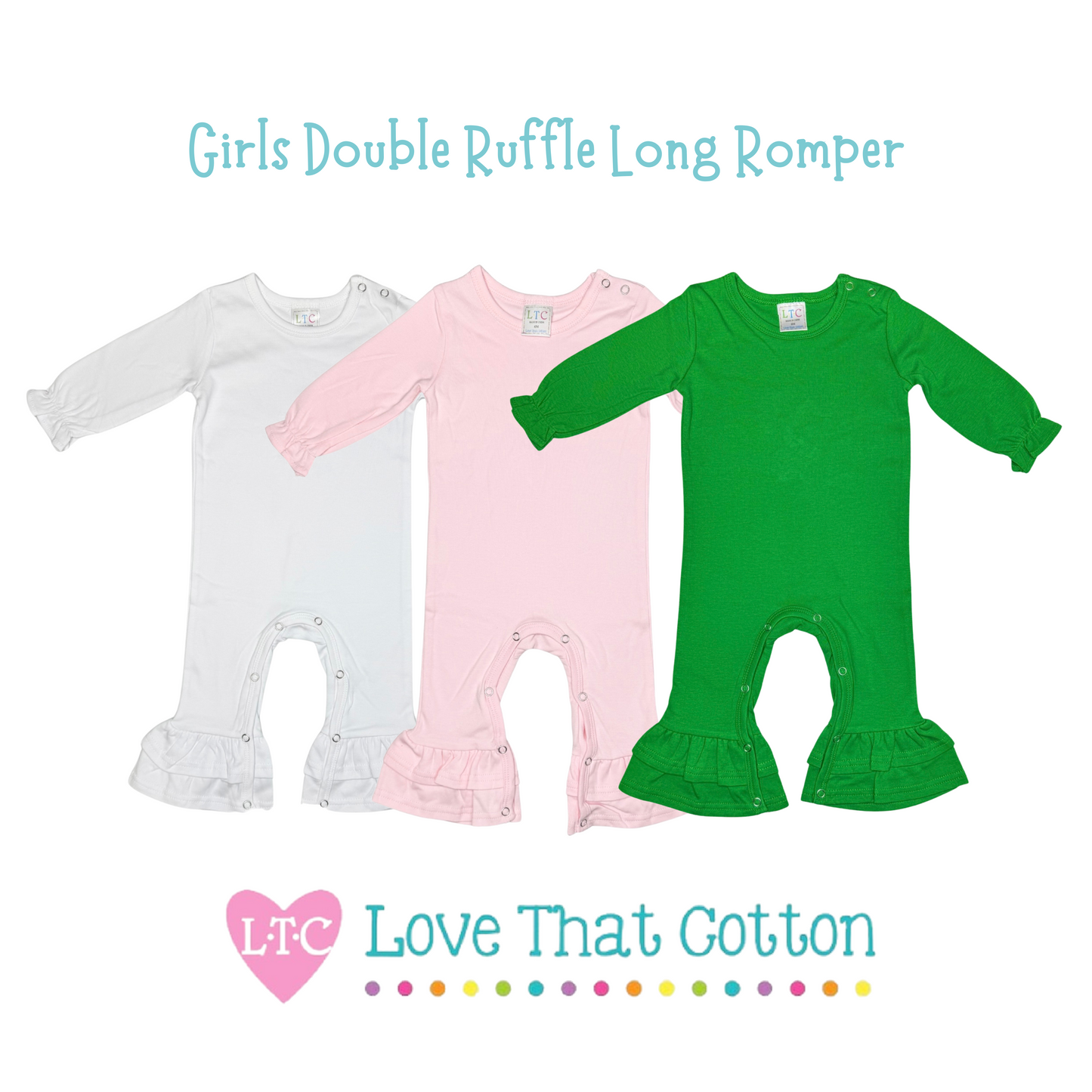 Girls Double Ruffle Long Romper