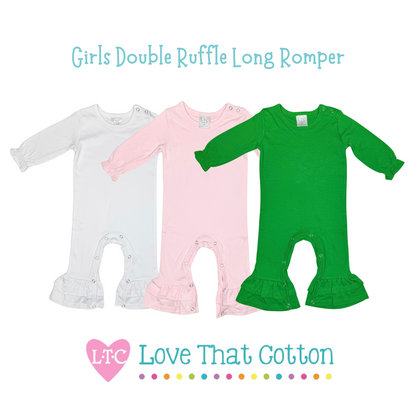 Girls Double Ruffle Long Romper