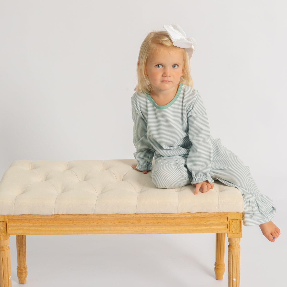 Girls Double Ruffle Long Romper