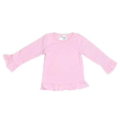 Threaded Cotton Girl Long Sleeve Ruffle Shirt 100% Cotton