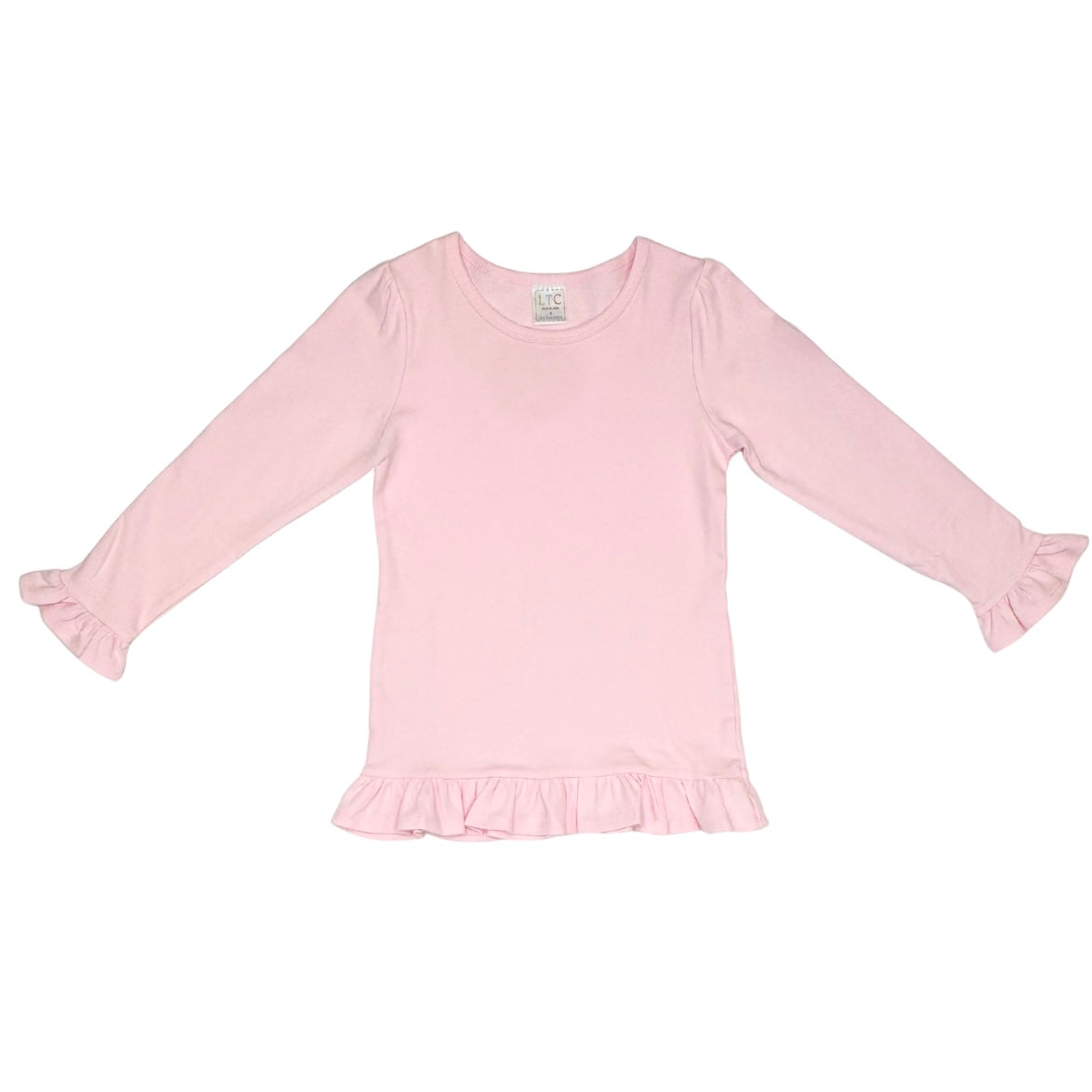 Girls Long Sleeve  Ruffle Bottom Shirt