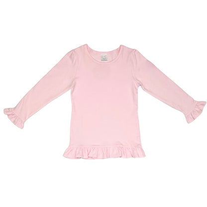 Girls Long Sleeve  Ruffle Bottom Shirt