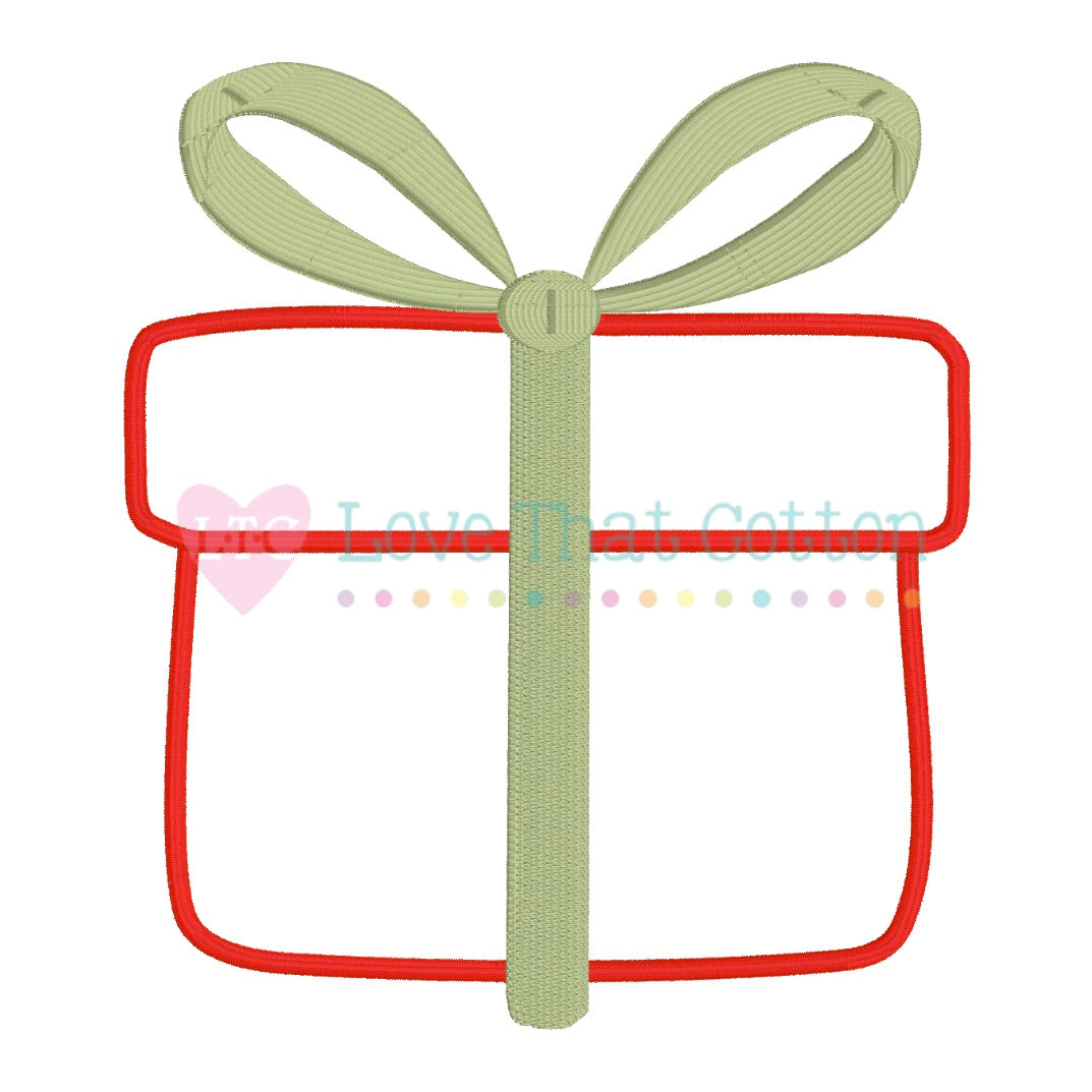 Whimsical Christmas Present Satin Applique