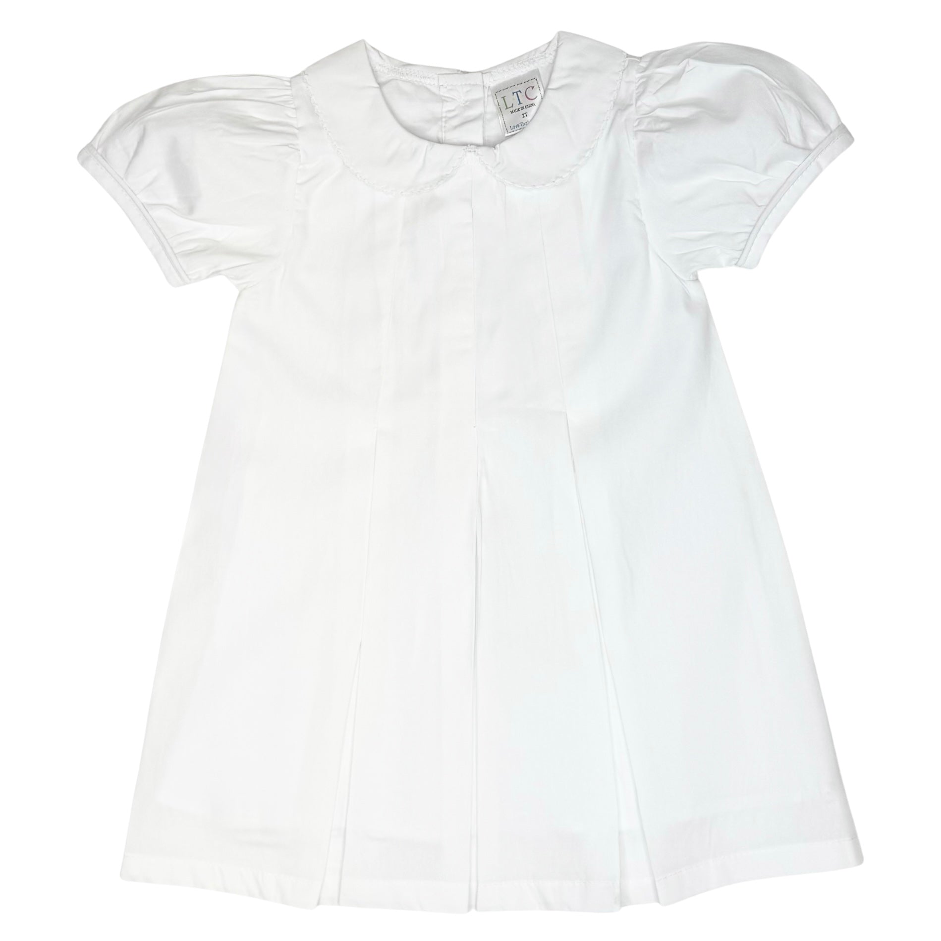 Pleated Peter Pan Collar Dress - Solid White (Woven) / 4t Pleated Peter Pan Collar Dress - Solid White (Woven) / 4t