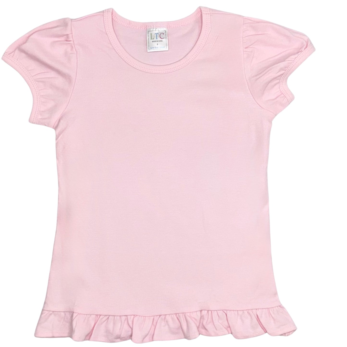 Toddler Girls Puff Sleeve Shirt with Ruffle Bottom