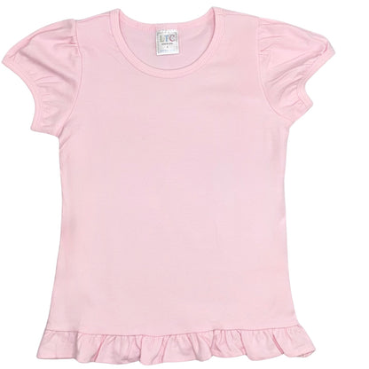 Toddler Girls Puff Sleeve Shirt with Ruffle Bottom