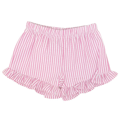 Girls Single Ruffle Seersucker Shorties