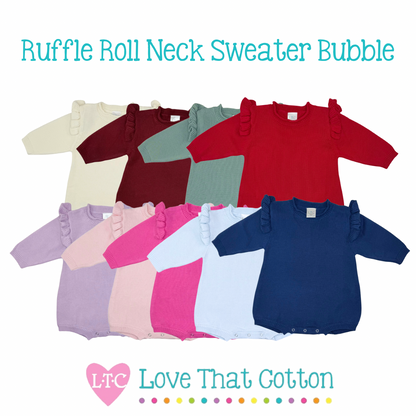 Girls Long Sleeve Roll Neck Ruffle Bubble