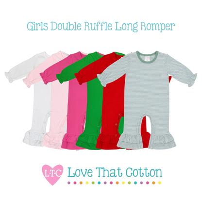 Girls Double Ruffle Long Romper