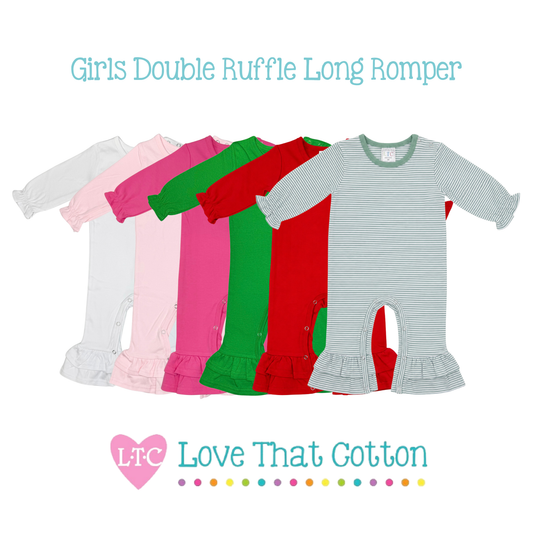 Girls Double Ruffle Long Romper